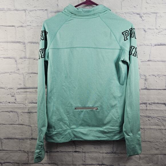 Victoria's Secret Pink Small Heathered Mint Green Quarter Zip Pullover Top - Picture 4 of 5